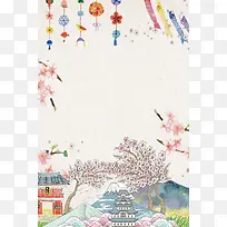 日本旅游日本樱花背景素材