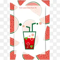西瓜汁夏季清凉果汁海报背景素材