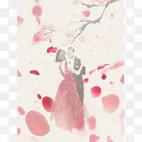 手绘水墨画创意三八妇女节海报背景素材