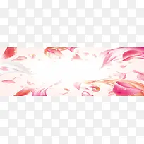 花瓣围绕少女心化妆品背景图