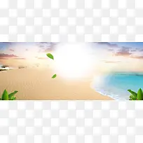 清新沙漠风景美妆海报背景模板
