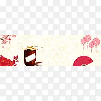 美味米酒中式灯笼黄色banner