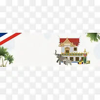 绿色卡通泰国国庆节出游季电商banner
