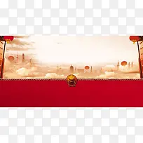 中式地产地产围墙海报背景素材