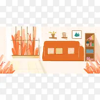 秋季卡通可爱室内banner