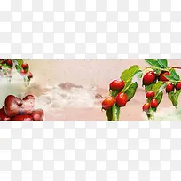 淡色古风脆冬枣水果电商banner