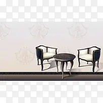 欧式桌椅复古风格家居海报背景