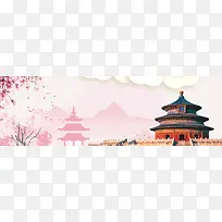 大气复古红色国庆旅游电商促销banner