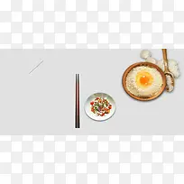 美食餐具简约设计白色背景海报banner