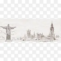奥运精神手绘速写背景