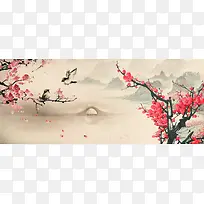 中国风古韵鸟语花香banner