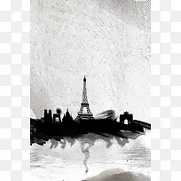法国巴黎旅行海报背景素材