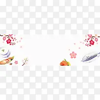 日系美食寿司简约纹理手绘白色背景
