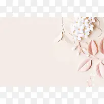 粉色花朵叶子清新文艺贺卡祝福明信片背景