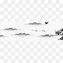 江南水乡村庄banner海报背景