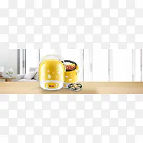 可爱小巧电饭煲促销简约banner