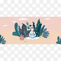 植物氧气美女瑜伽banner