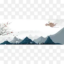 卡通雪花小清新山脉白色banner