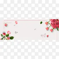三八妇女节玫瑰花素色banner展板