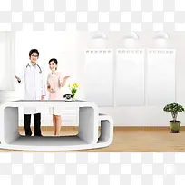 医生和护士白色背景