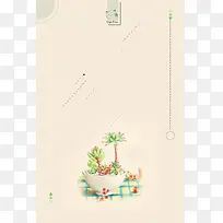 黄色矢量小清新7月征文背景