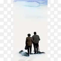 中国风父母背影孝敬双亲温馨手机背景
