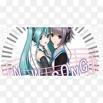 动漫初音 动漫店铺装修 固定背景素材