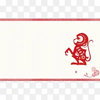 中式剪纸十二生肖猴台历背景