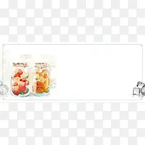饮品手绘白色banner