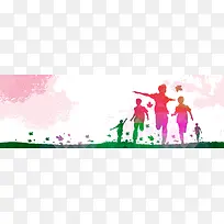 彩色欢快奔跑banner