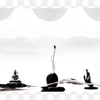 中国风禅道背景模板