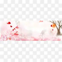 小清新文艺风粉色花瓣手绘背景