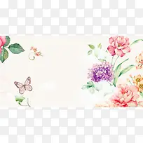 手绘彩色花卉平面广告