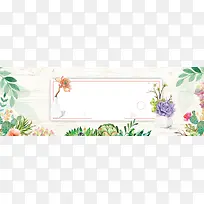 米色小清新多肉植物促销淘宝banner