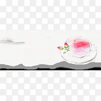 中国风古风手绘玫瑰花茶养生背景