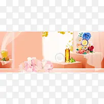 美妆节文艺小清新窗帘橙banner