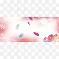 白底粉色花瓣渐变风格淘宝banner