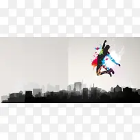 招聘扁平简约黑色金融海报背景