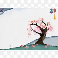 清新手绘花卉平面广告