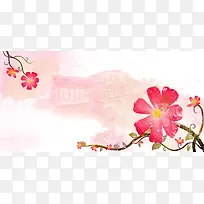 粉色花朵背景海报素材