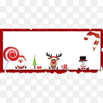 圣诞节卡通小鹿几何白色banner