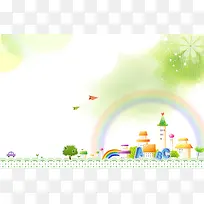 清新手绘卡通儿童插画背景素材