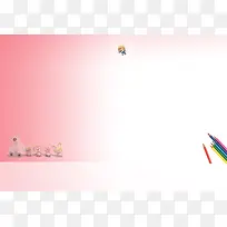 清新粉色背景玩具熊海报背景模板