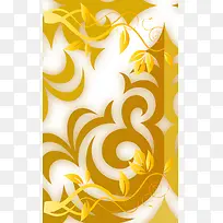 金色欧式复古植物花纹封面背景