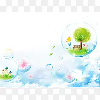 蓝色手绘泡泡背景