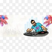音乐节卡通灰色海报背景banner