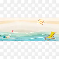 小清新海滩全屏海报banner