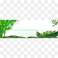 绿色清新手绘端午节竹子背景