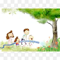 植树节卡通公益宣传海报