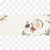 秋季手绘灰色banner